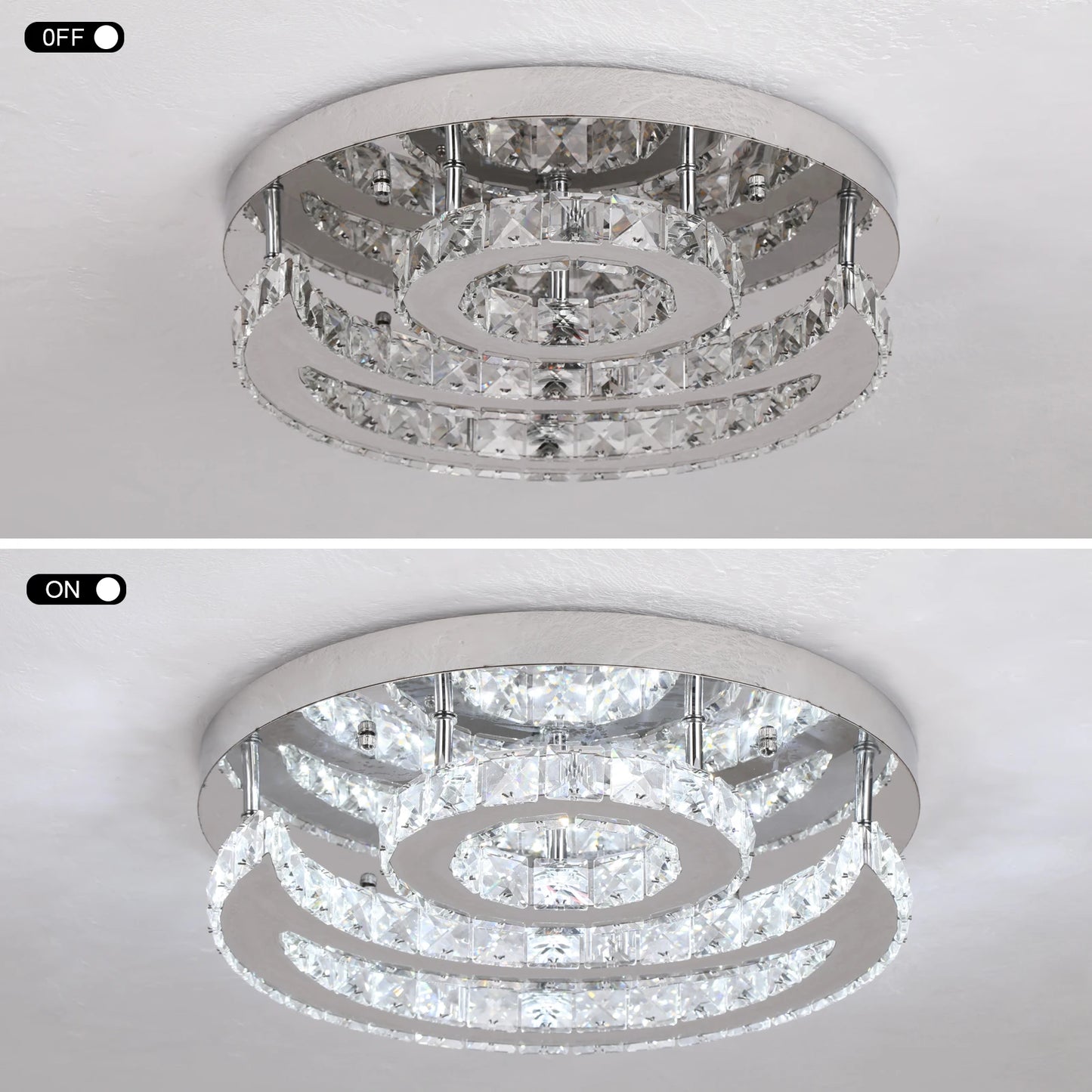 SunMoon Crystal Art Deco Chandelier – Modern LED Ceiling Light for Living Room, Dining Space & Bedroom Luxury Glow