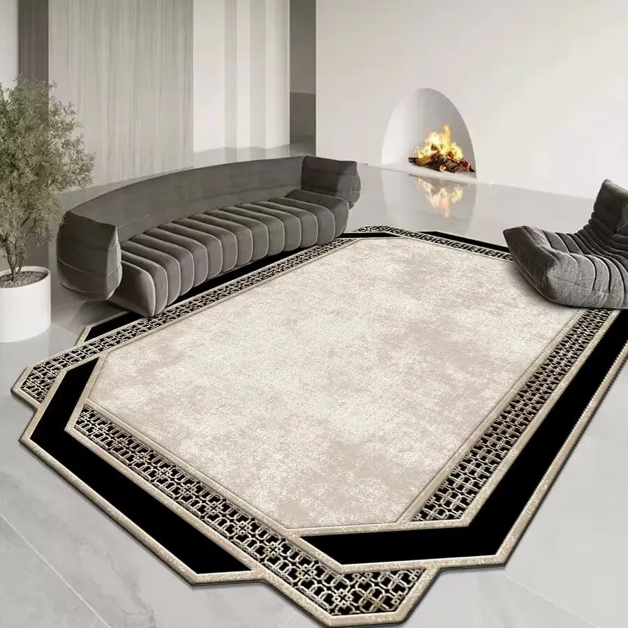 GoldenAura Luxe Carpet – European-Style Irregular Geometry Rug for Living Room, Bedroom & Lounge