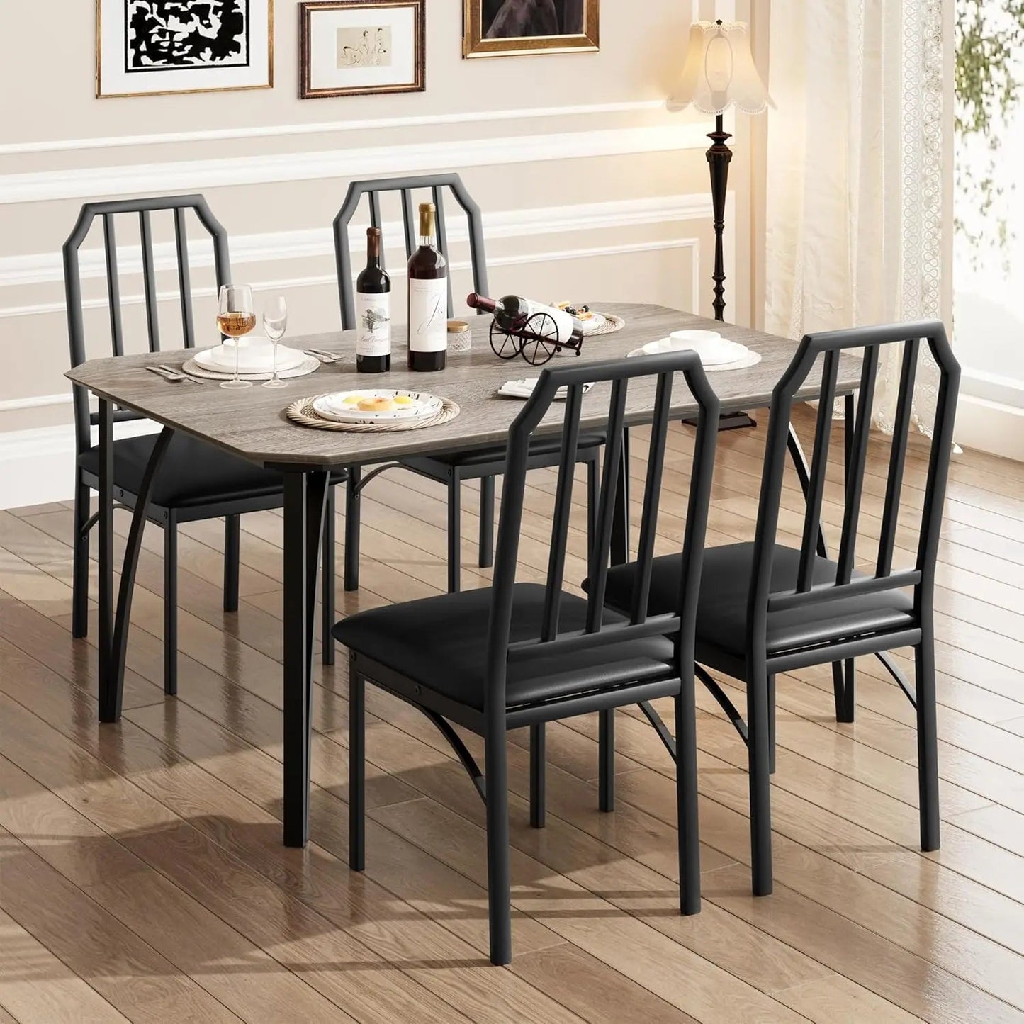 Gaomon 5-Piece Dining Table Set – Space-Saving Kitchen Table & Chairs for 4, Chamfer Design, Cushioned Seats, Compact & Stylish for Apartments