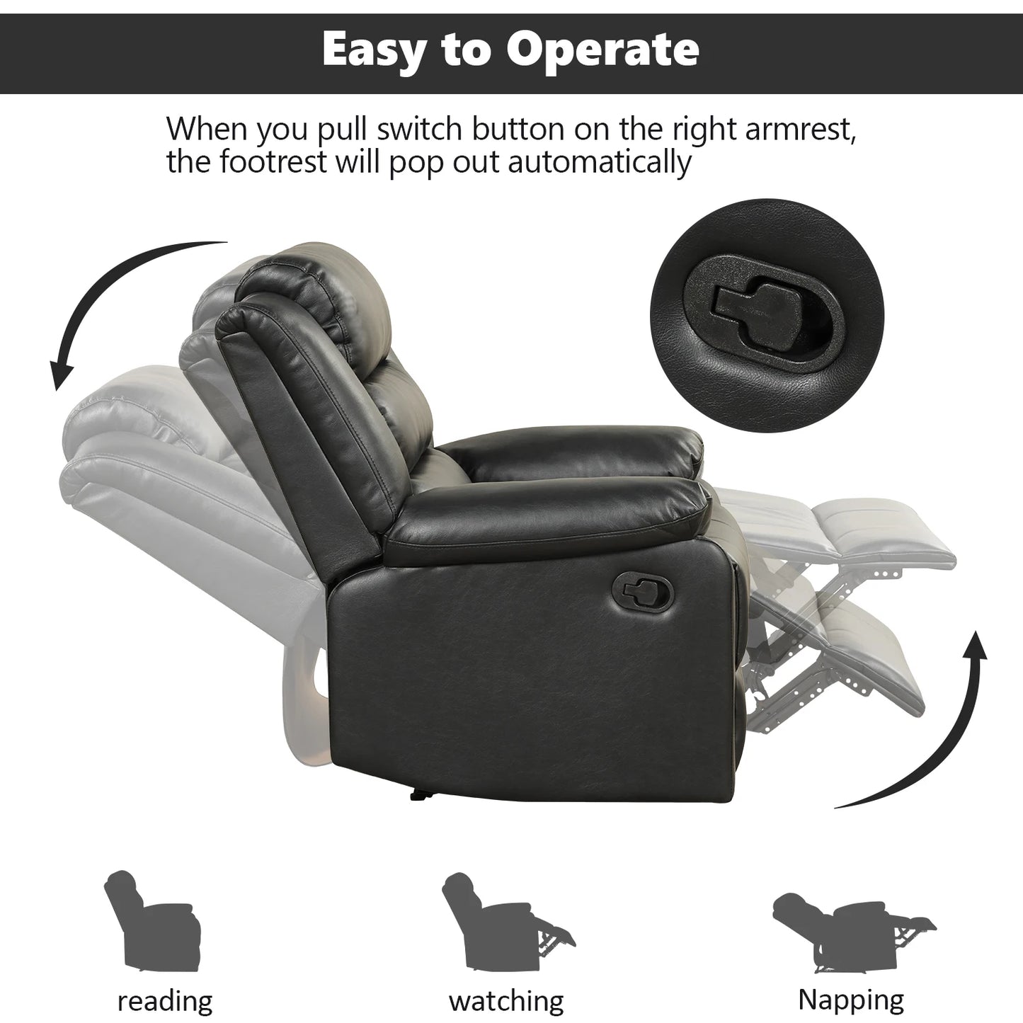 🚀 The Ultimate PU Leather Manual Recliner: Your Luxury Command Center.