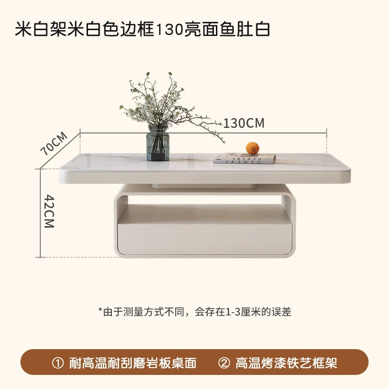 WhisperStone Luxe Living Room Coffee Table – Modern Minimalist Rock Slab Masterpiece with Storage, Style & Soul