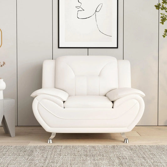 Elegant Compact Sofa for Small Spaces - Beautiful Seams, Long - Lasting Quality in White Faux Leather