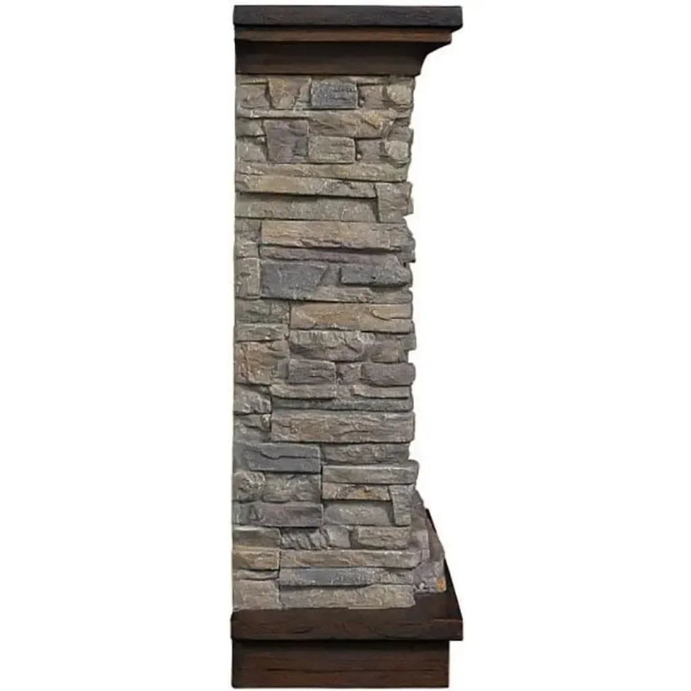 Smoky Gray Stone Wall Mantel Electric Fireplace | Remote-Controlled, 5,200 BTU Infrared Heater