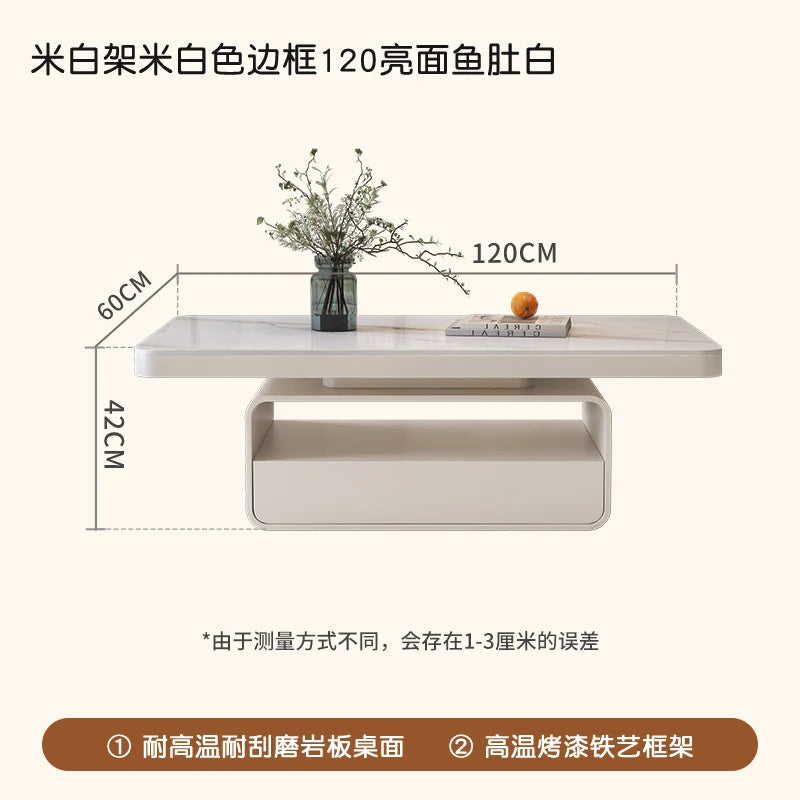 WhisperStone Luxe Living Room Coffee Table – Modern Minimalist Rock Slab Masterpiece with Storage, Style & Soul