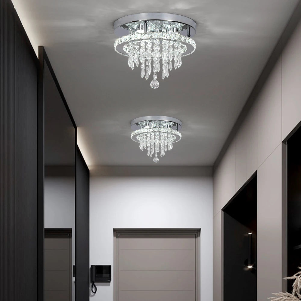 Lumière Élevée – Modern Crystal Flush Mount Ceiling Light with Polished Chrome Accents & LED Brilliance