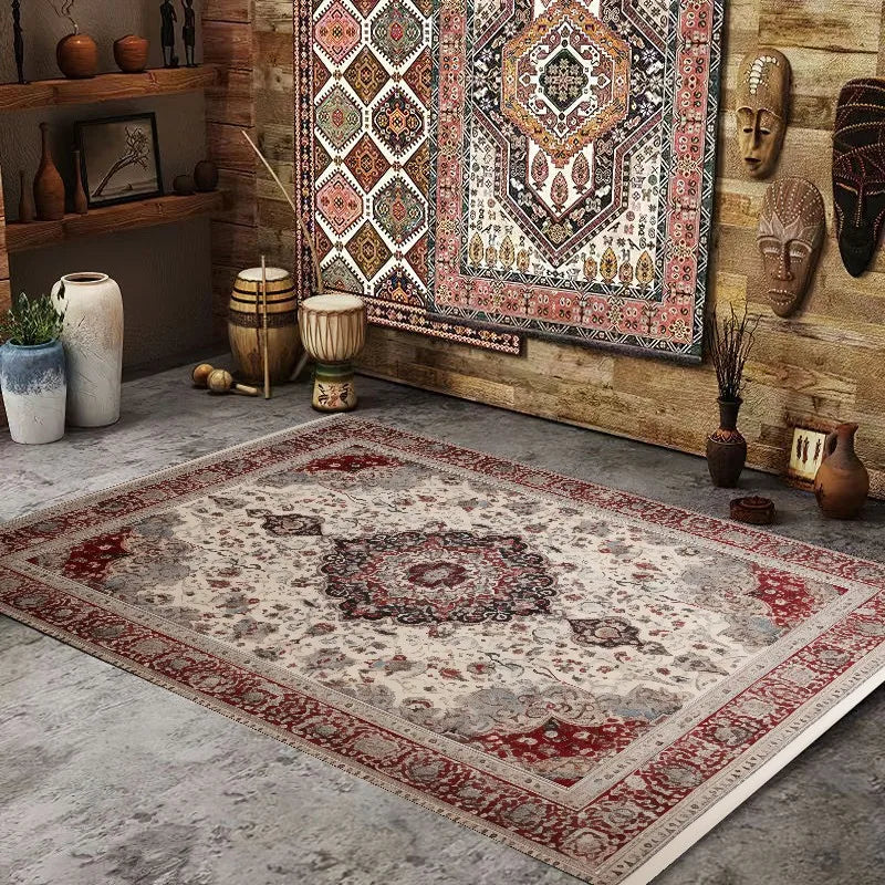 BohoPersia Retro Flannel Area Rug – Washable Anti-Slip Carpet for Living Room, Bedroom & Lounge Harmony