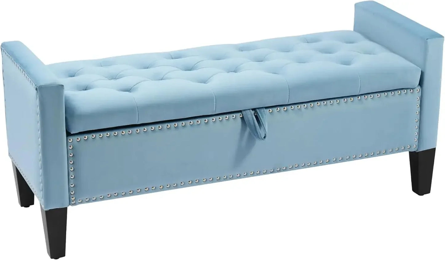 The Élan Velvet Storage Bench – Elegance Meets Function in Every Detail