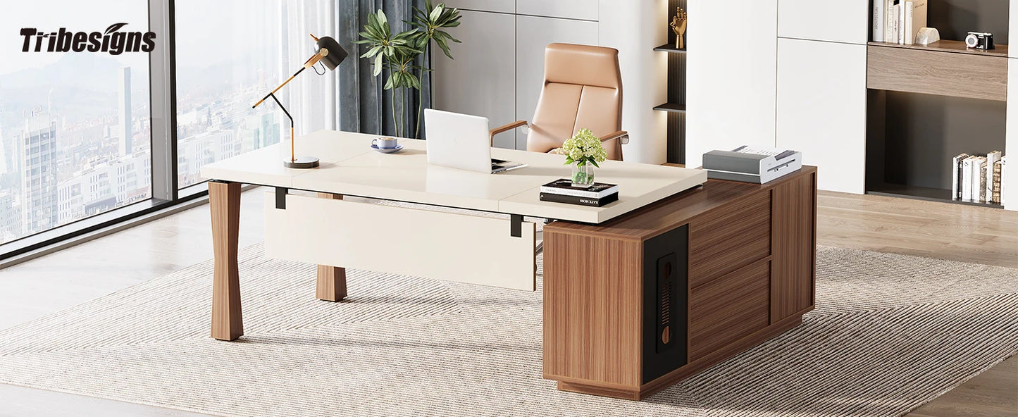 The Regency 71” L-Shaped Executive Desk – Sophisticated Functionality with Storage & Elegance