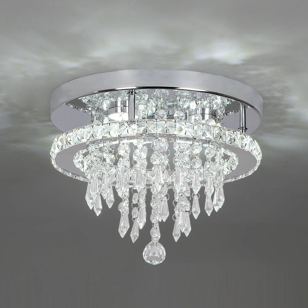 SunMoon Crystal Art Deco Chandelier – Modern LED Ceiling Light for Living Room, Dining Space & Bedroom Luxury Glow