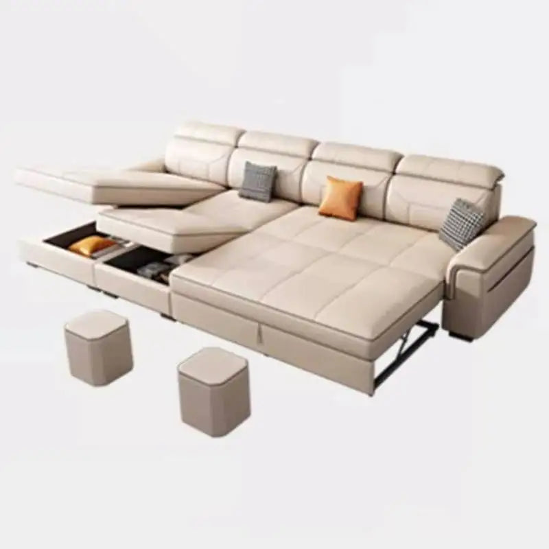 🌊 The Sorrento Modular Lounge – Waterproof Nordic Leather Foldable Sofa Bed with Hidden Storage ✨