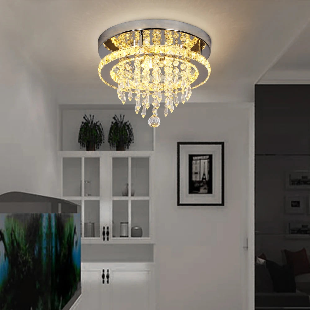 The Élan Luminé Crystal Ceiling Chandelier – Remote Dimming Modern Luxury LED Statement Light