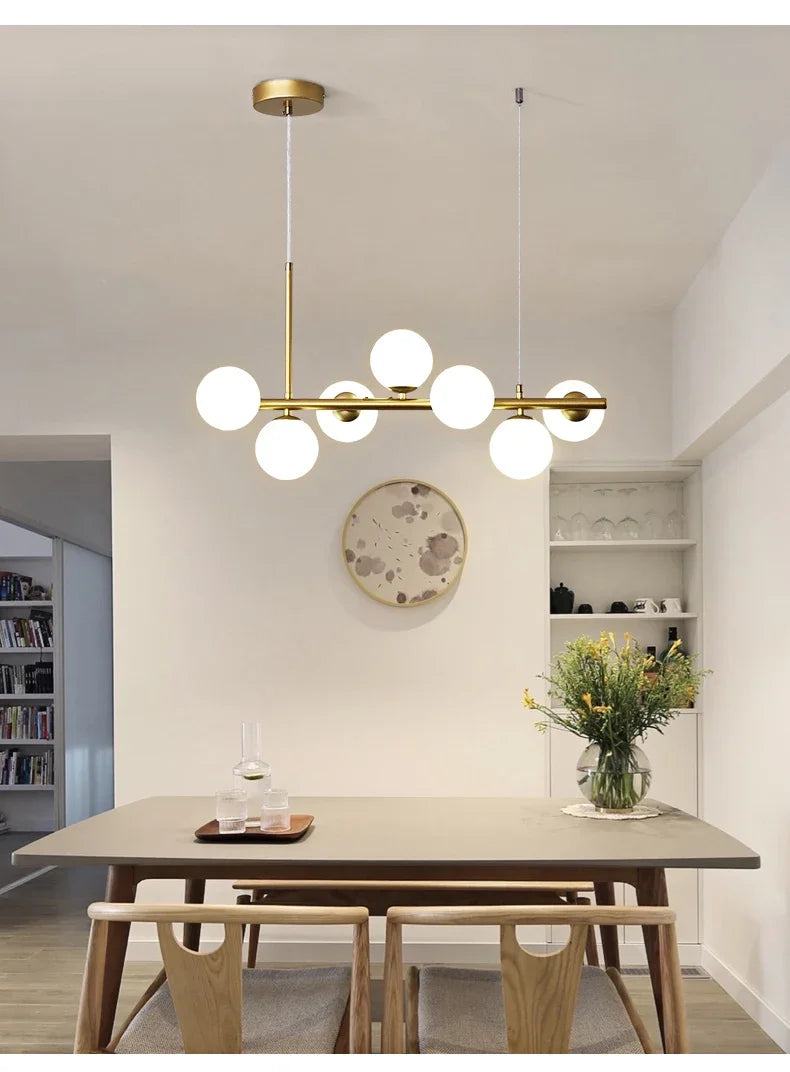 Modern Glass Ball Ceiling Chandelier | Elegant Golden Black Pendant Light For Dining Room, Kitchen Island & Living Spaces