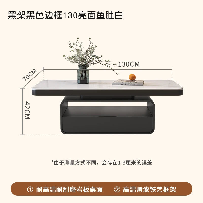 WhisperStone Luxe Living Room Coffee Table – Modern Minimalist Rock Slab Masterpiece with Storage, Style & Soul