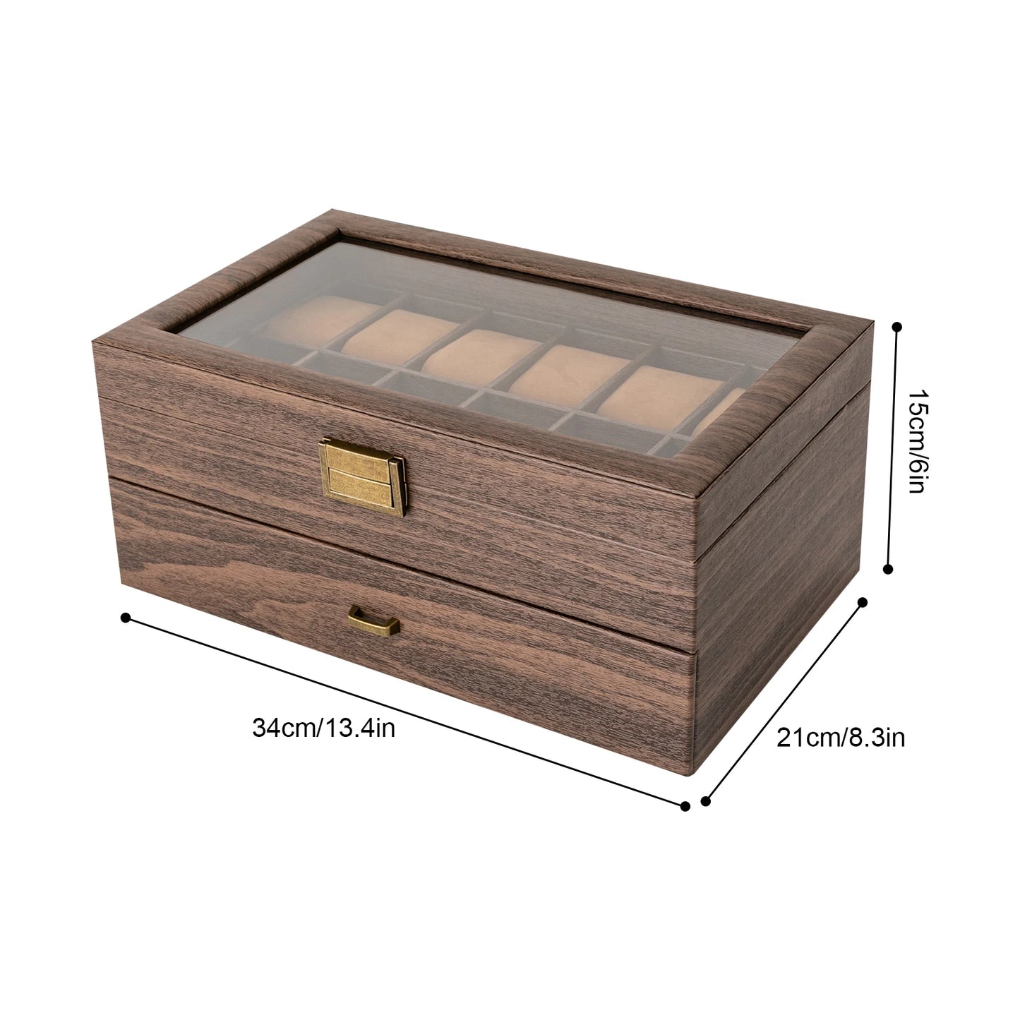 Timeless Elegance: 24-Slot Watch Box with Dual Layers, Brown