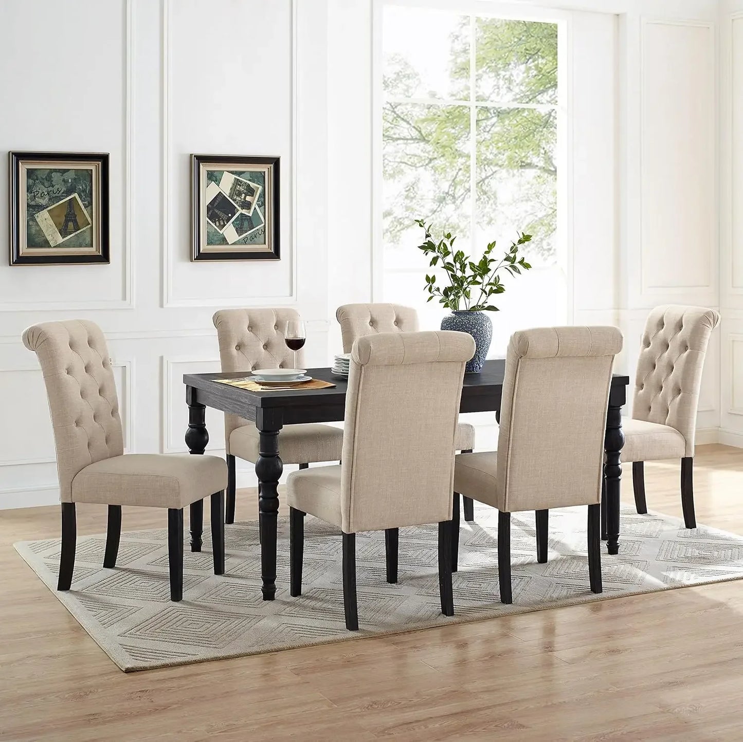 Urban Luxe Counter Height Dining Set – 6 Chairs + Driftwood Table