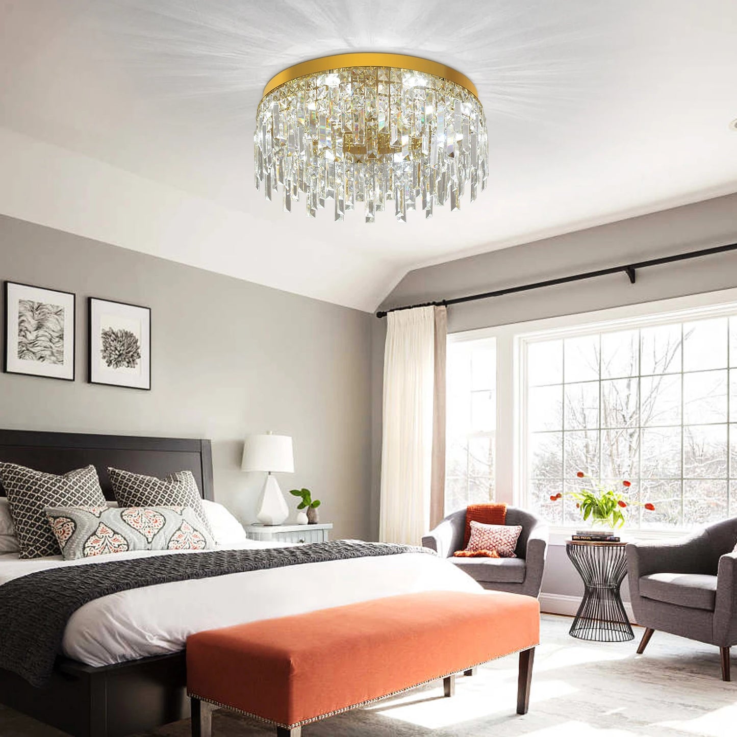 Modern Crystal Light Luxury Ceiling Lamp Led Chandelier Nordic Home Decor Lustre Dining Living Room Bedroom Hotel Hall Fixture