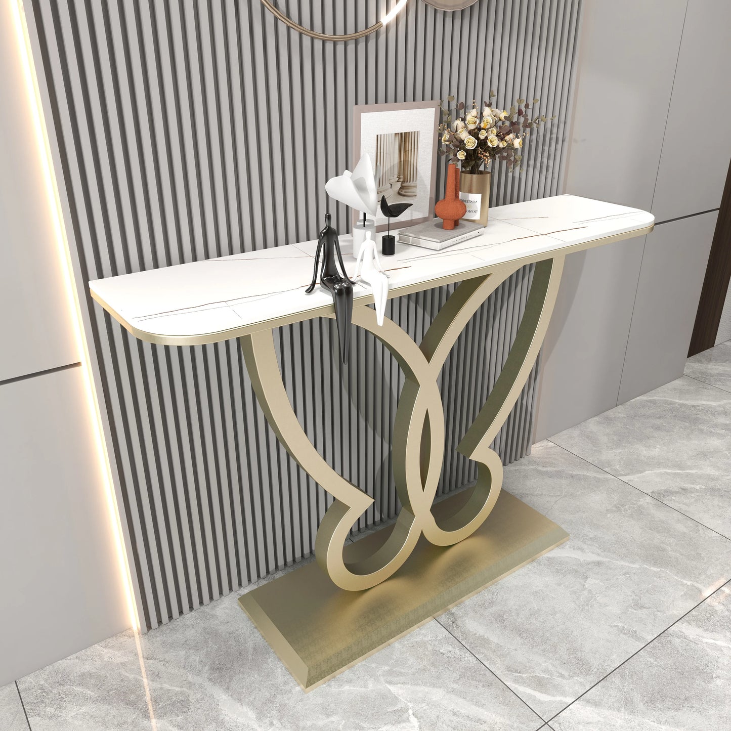 LunaEdge Modern Corner Console Table – Sleek Minimalist Luxury for Living Room, Entryway & Home Elegance