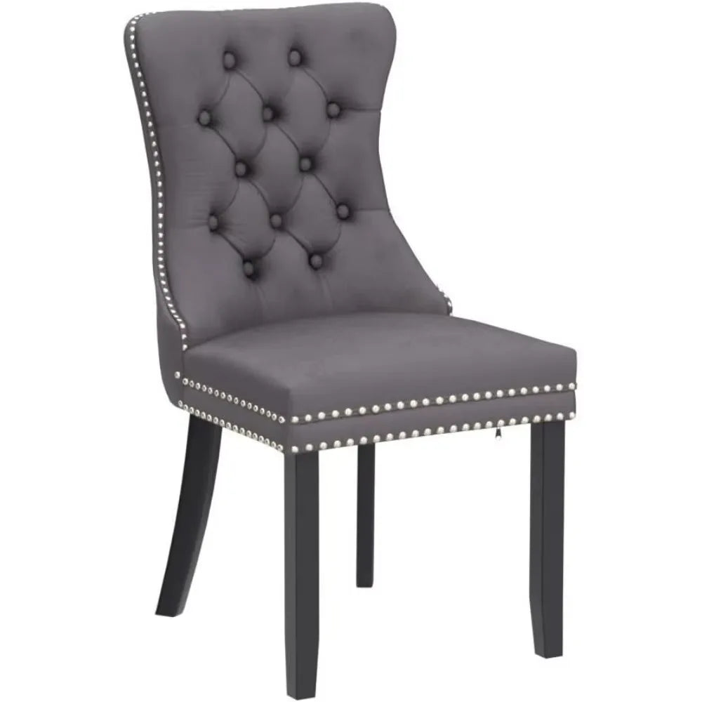 OPHELIA Velvet Dining Chairs – Luxury Tufted Upholstered Seating with Button Back & Ring Pull Detail