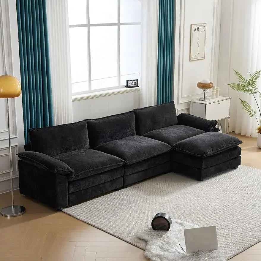 Modern Moroccan L-Shaped Sectional Sofa with Ottoman - The Ultimate in Comfort & Style for Your Living Room