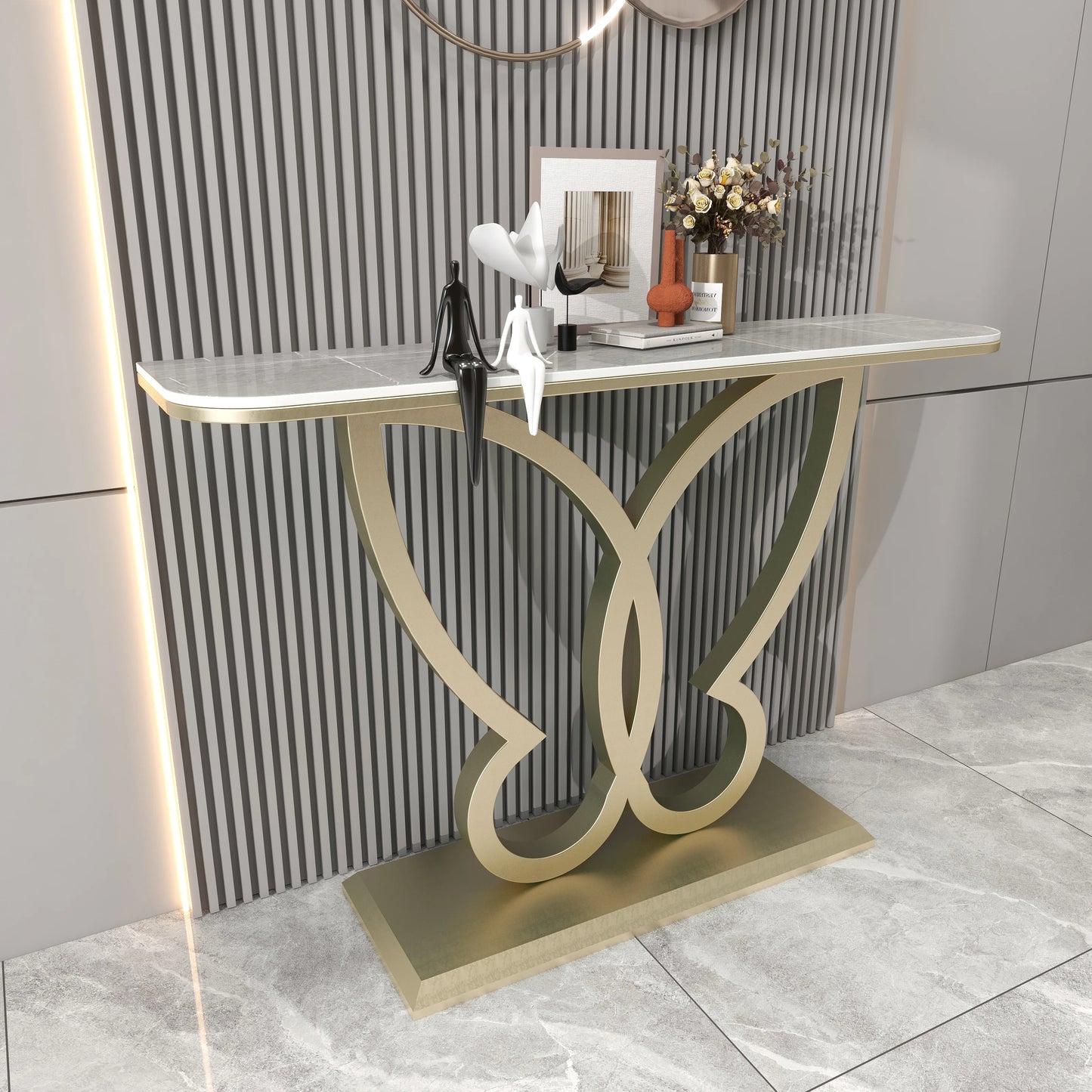 LunaEdge Modern Corner Console Table – Sleek Minimalist Luxury for Living Room, Entryway & Home Elegance