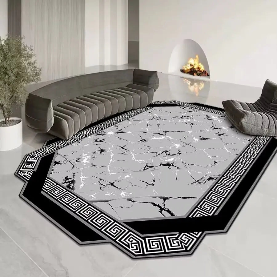 GoldenAura Luxe Carpet – European-Style Irregular Geometry Rug for Living Room, Bedroom & Lounge