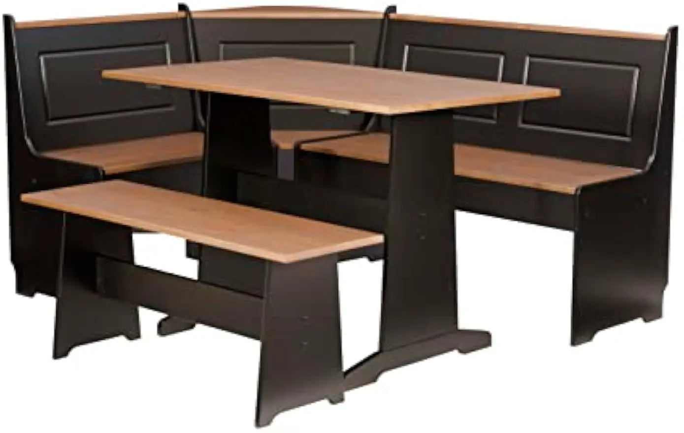 The House Of Bonney Breakfast Nook – Black & Pecan Dining Set with Hidden Storage & Timeless Charm