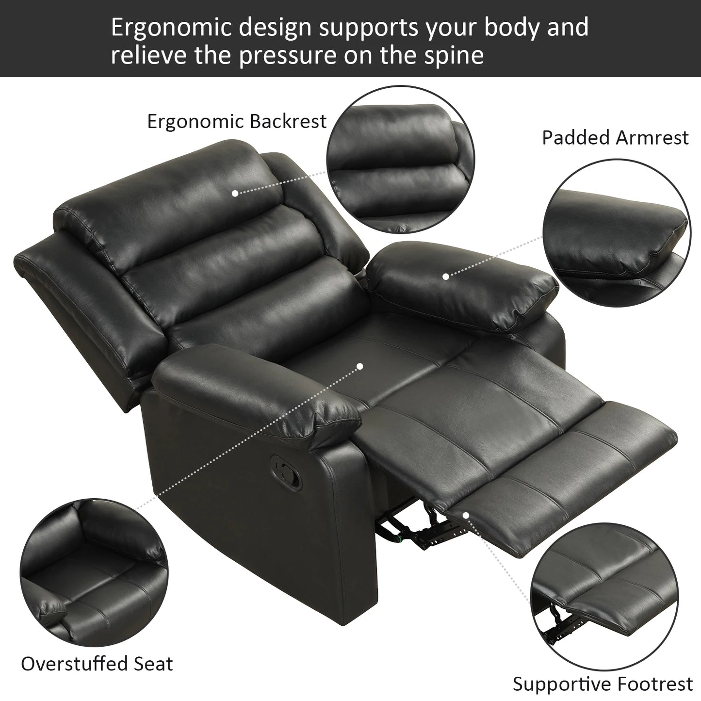 🚀 The Ultimate PU Leather Manual Recliner: Your Luxury Command Center.