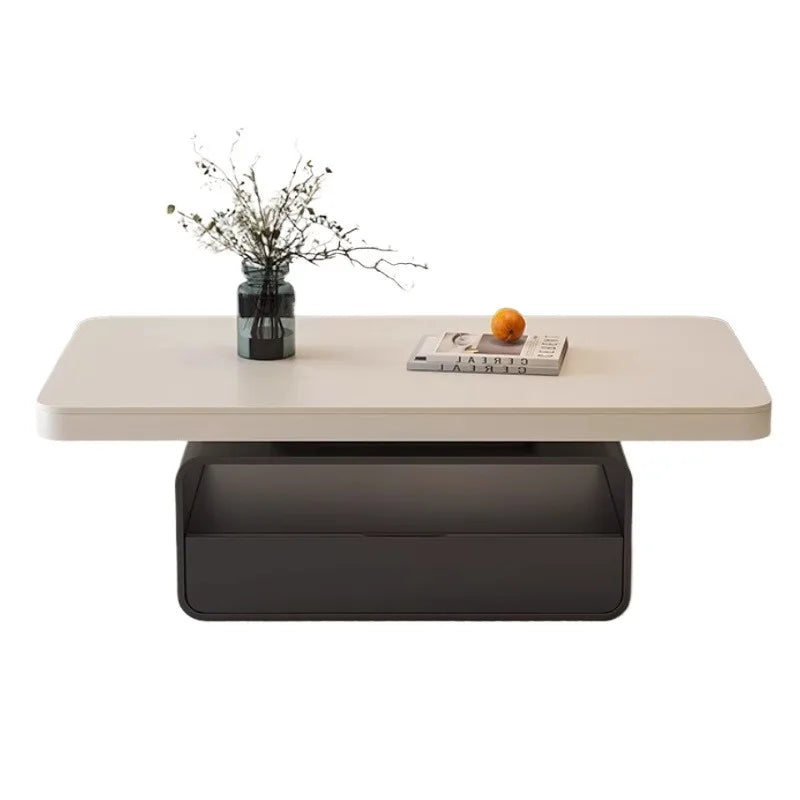 WhisperStone Luxe Living Room Coffee Table – Modern Minimalist Rock Slab Masterpiece with Storage, Style & Soul