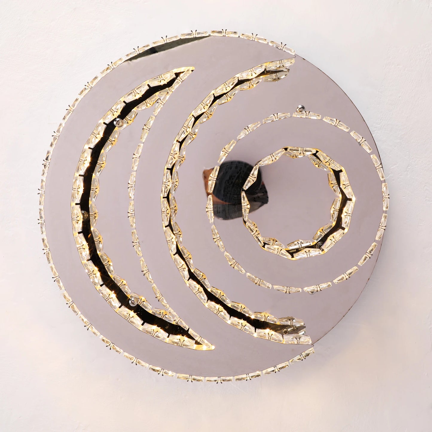 SunMoon Crystal Art Deco Chandelier – Modern LED Ceiling Light for Living Room, Dining Space & Bedroom Luxury Glow