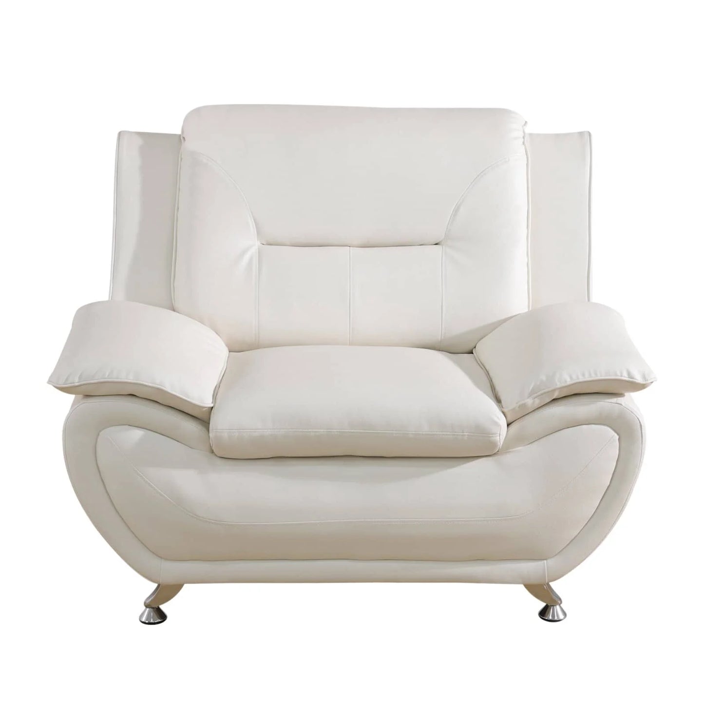 Elegant Compact Sofa for Small Spaces - Beautiful Seams, Long - Lasting Quality in White Faux Leather