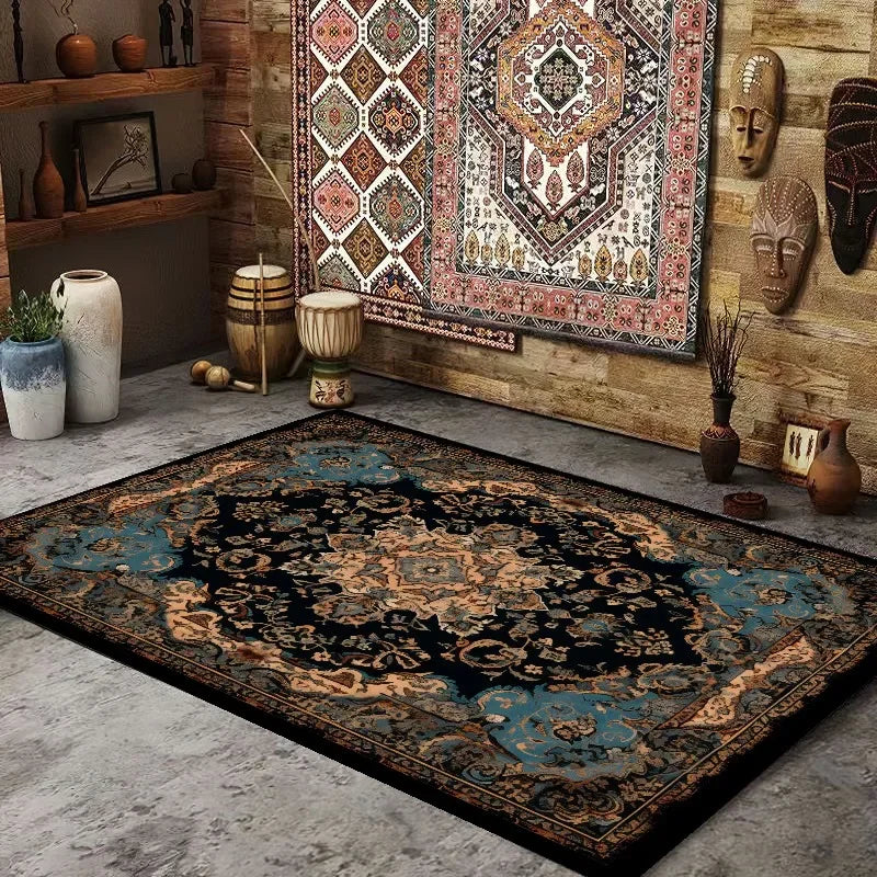 BohoPersia Retro Flannel Area Rug – Washable Anti-Slip Carpet for Living Room, Bedroom & Lounge Harmony