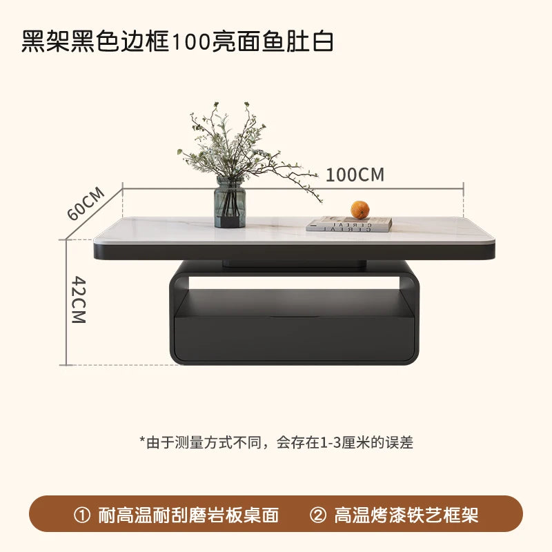 WhisperStone Luxe Living Room Coffee Table – Modern Minimalist Rock Slab Masterpiece with Storage, Style & Soul