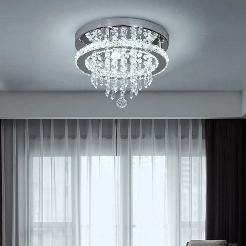 The Élan Luminé Crystal Ceiling Chandelier – Remote Dimming Modern Luxury LED Statement Light