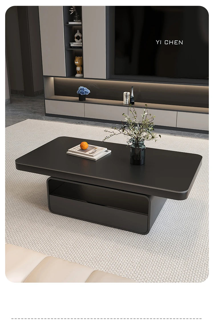 WhisperStone Luxe Living Room Coffee Table – Modern Minimalist Rock Slab Masterpiece with Storage, Style & Soul