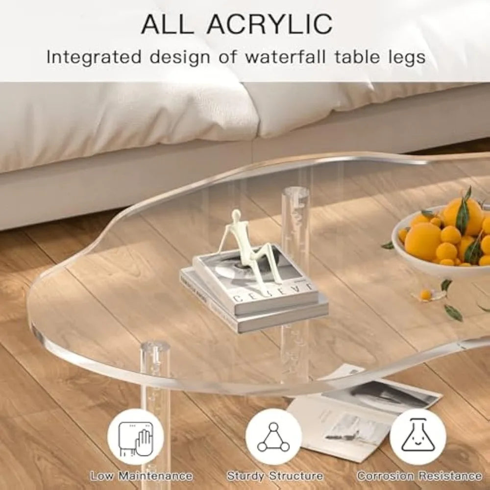 Celeste Acrylic Cloud Coffee Table – Modern Transparent Waterfall Design with Sculptural Bubble Legs