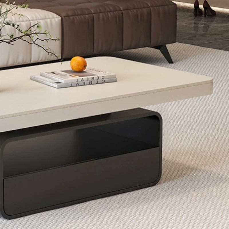 WhisperStone Luxe Living Room Coffee Table – Modern Minimalist Rock Slab Masterpiece with Storage, Style & Soul