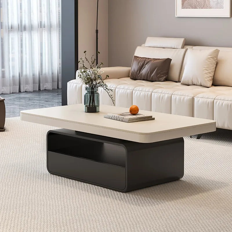 WhisperStone Luxe Living Room Coffee Table – Modern Minimalist Rock Slab Masterpiece with Storage, Style & Soul
