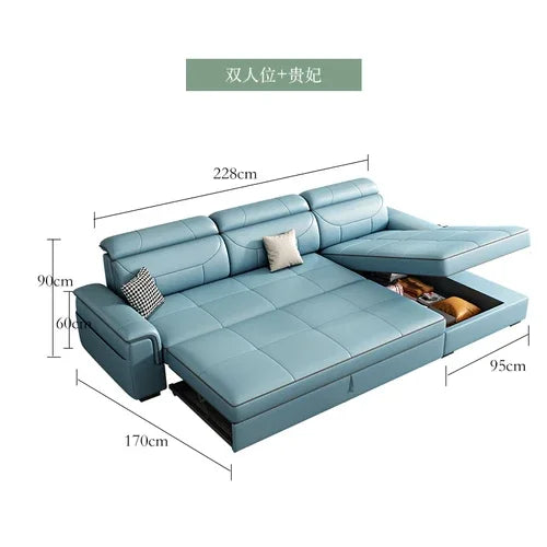 🌊 The Sorrento Modular Lounge – Waterproof Nordic Leather Foldable Sofa Bed with Hidden Storage ✨