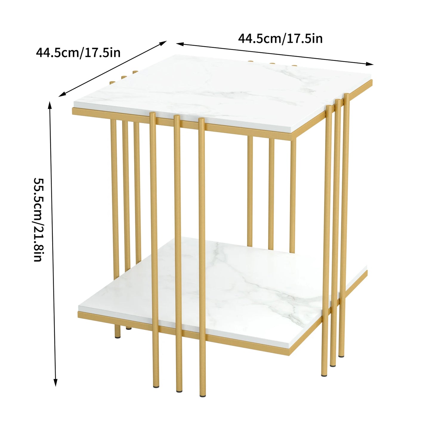 The House of Bonney Double-Layer Marble Coffee Table – Modern Gold Accent End Table for Living Room Luxury