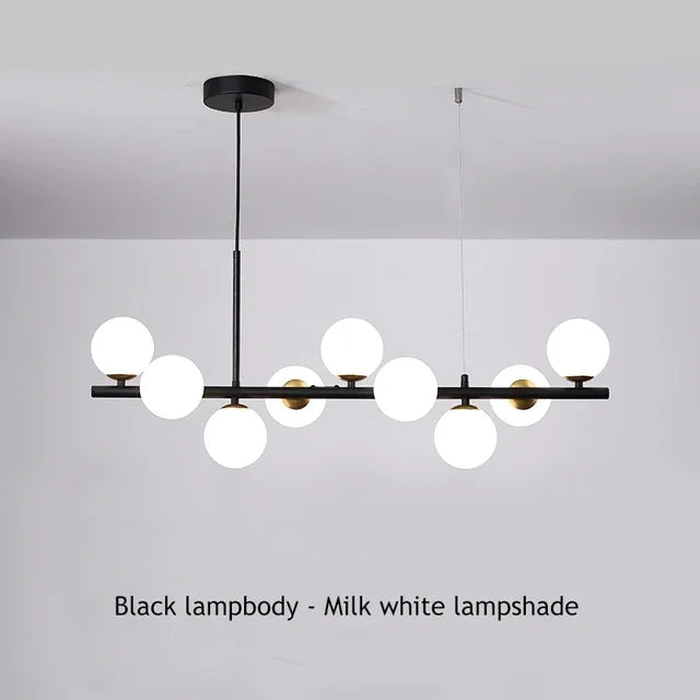Modern Glass Ball Ceiling Chandelier | Elegant Golden Black Pendant Light For Dining Room, Kitchen Island & Living Spaces