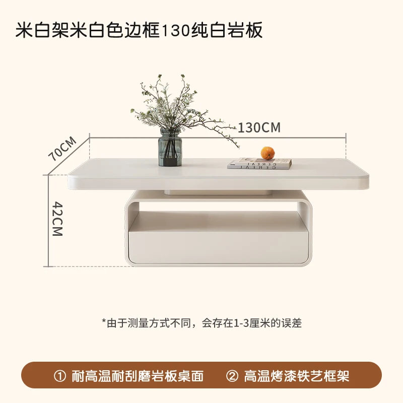 WhisperStone Luxe Living Room Coffee Table – Modern Minimalist Rock Slab Masterpiece with Storage, Style & Soul