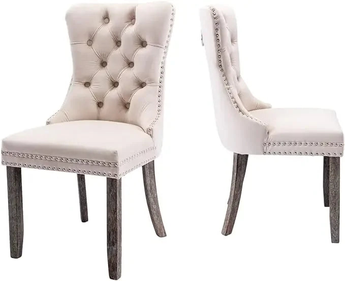 OPHELIA Velvet Dining Chairs – Luxury Tufted Upholstered Seating with Button Back & Ring Pull Detail