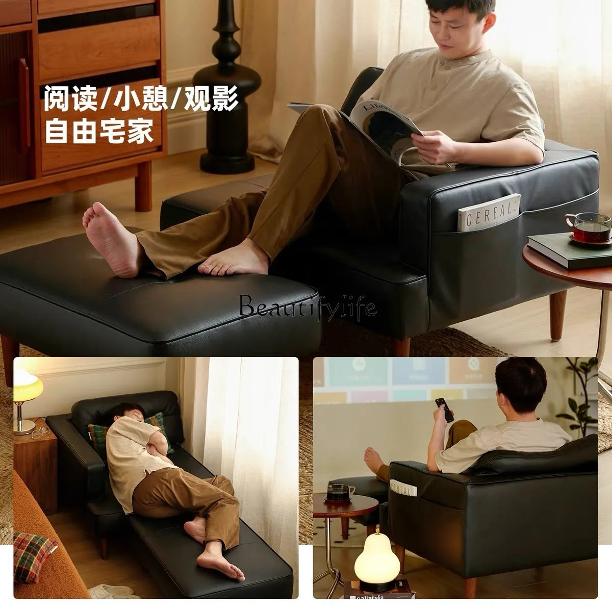 -*Small apartment removable and washable fabric sofa reading study apartment living room bedroom corner corduroy retro sofa