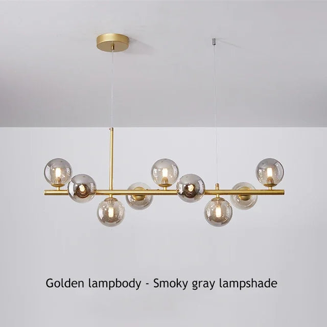 Modern Glass Ball Ceiling Chandelier | Elegant Golden Black Pendant Light For Dining Room, Kitchen Island & Living Spaces