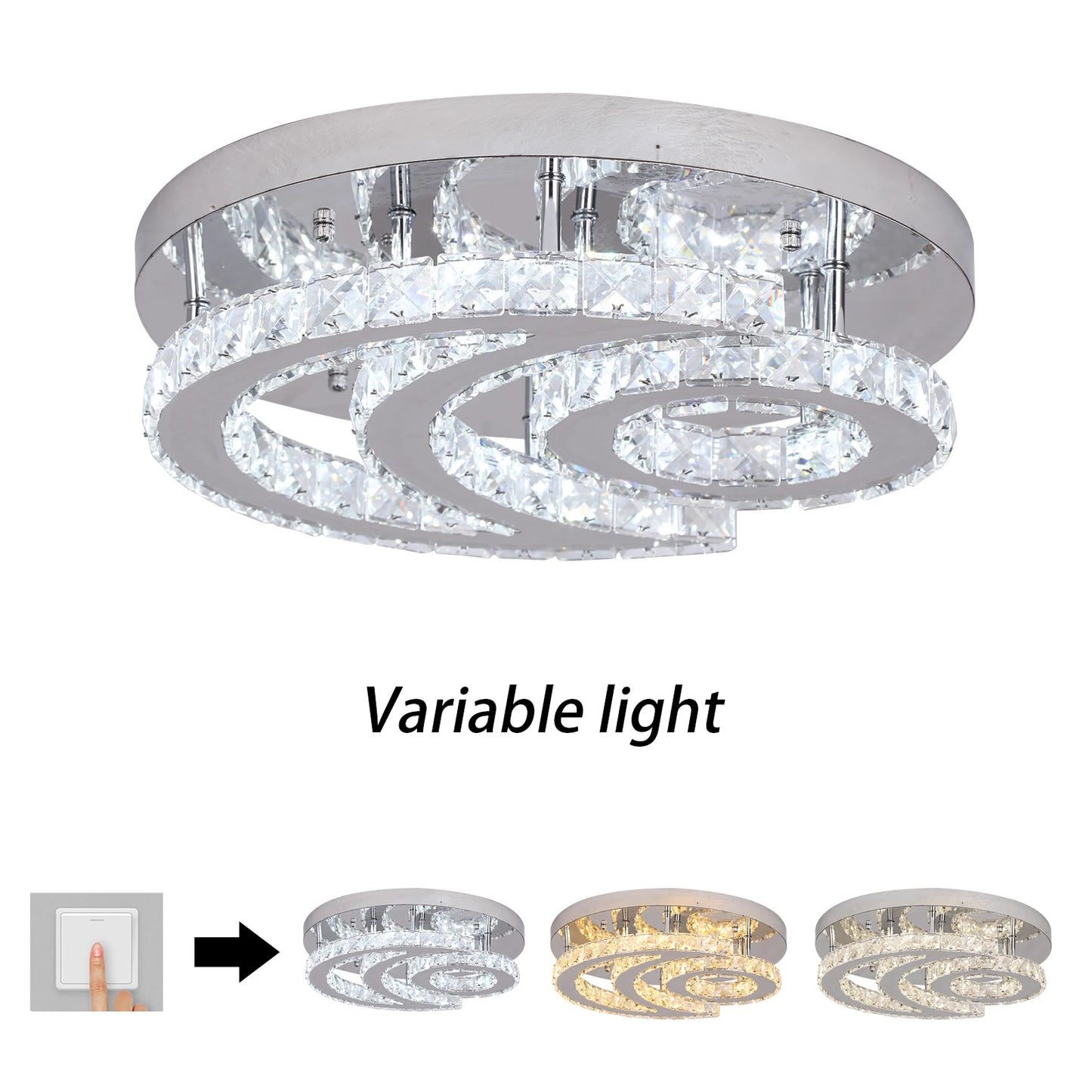 SunMoon Crystal Art Deco Chandelier – Modern LED Ceiling Light for Living Room, Dining Space & Bedroom Luxury Glow