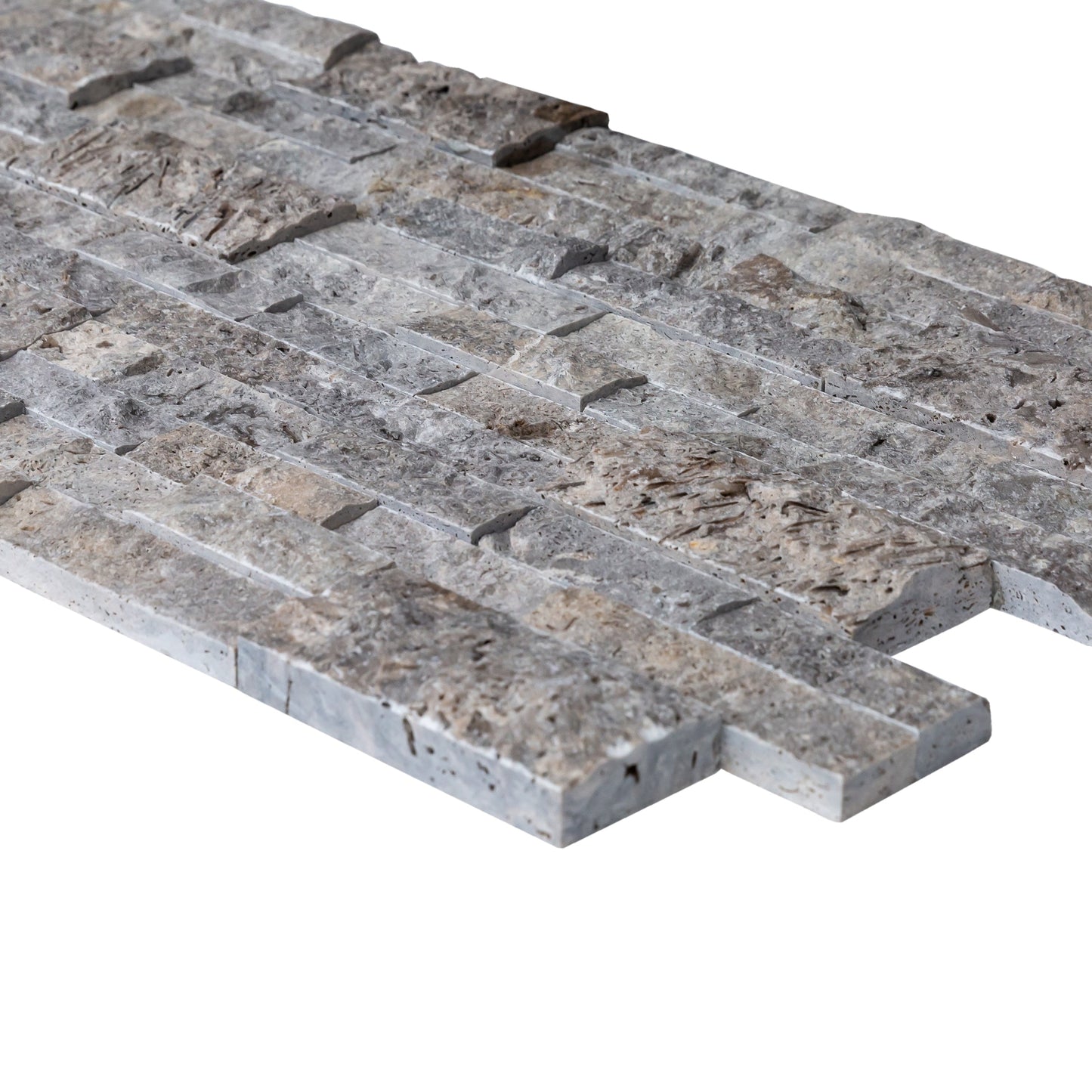 Silver Ledger 3D Panel 6"x24" Natural Travertine Wall Tile - Full Truckload
