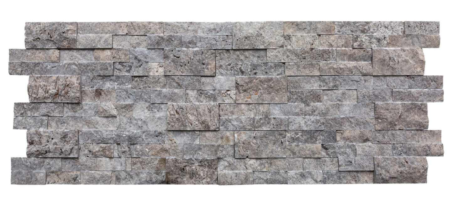 Silver Ledger 3D Panel 6"x24" Natural Travertine Wall Tile - Full Truckload