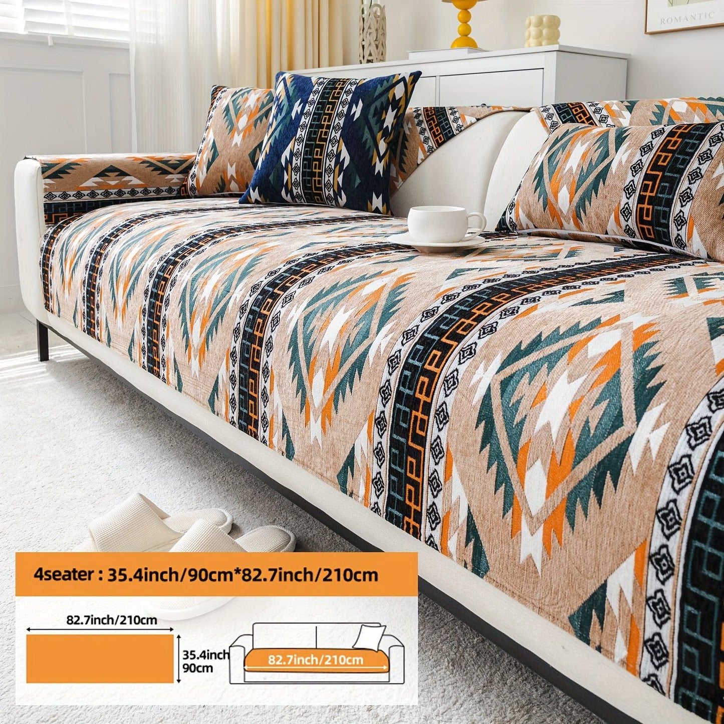 Linen Couch Slipcover | Boho Dog Proof Couch Slipcovers for All-Season