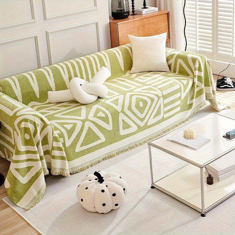 Bohemian-Style Chenille Fabric Extra Long Couch Cover Anti dog scratch