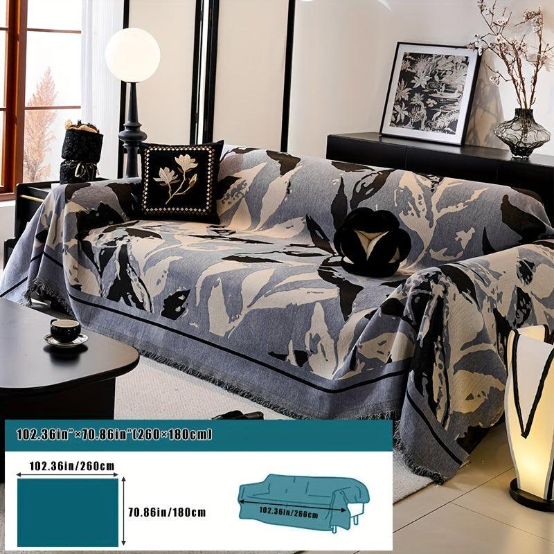 Premium Chenille Fabric Dark Green Couch Cover - All-Season Protector